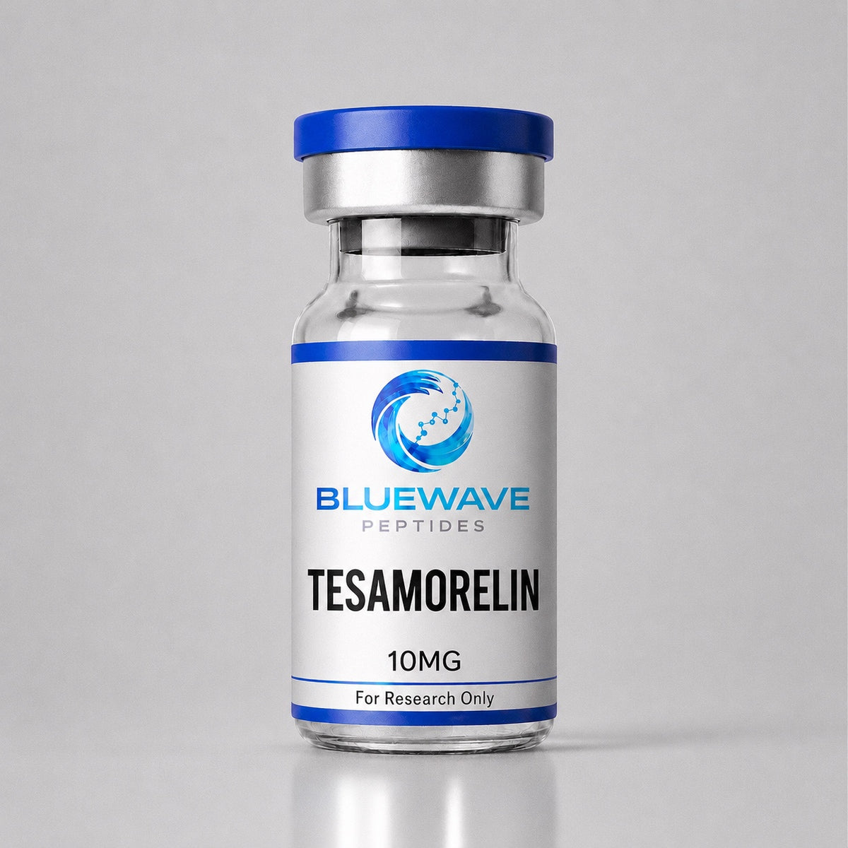 BlueWave Peptides Tesamorelin 10MG vial — For Research Only